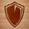 SVG design for a shield with a metallic texture and bold lines.