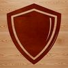 A metallic shield with a rounded shape and straight edges, designed as vector art for various digital applications.