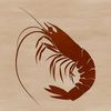 A colorful illustration of a shrimp in profile, suitable for vector design projects.