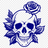 Gothic Ornate Skull Illustration A stylized Gothic-style skull with intricate details and decorations, suitable for various design projects.