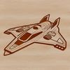 Futuristic Spacecraft in the Cosmos Vector illustration of a spaceship flying through space with stars and galaxies in the background.