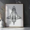 A high-resolution digital drawing of a spacecraft with sleek lines and metallic details.