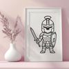 Strong Male Figure in Armor A detailed illustration of a male warrior wearing ancient Greek armor, symbolizing strength and protection.