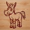 A standing donkey with a simple outline design.