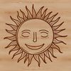 A stylized illustration of the sun in vector format for graphic design and printing.