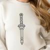 A high-quality, editable vector design of a traditional sword with intricate details.