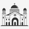 A detailed illustration of a synagogue building, suitable for vector art projects.