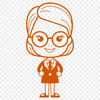 Simple Education Professional Illustration A simple line art illustration of a woman in a professional pose, representing the education profession.