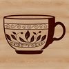Whimsical Tea Cup Vector Graphics A stylized illustration of a teacup, designed as vector art for digital use.