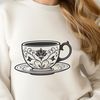 Beautiful Teacup Illustration SVG Tea cup illustration designed as vector art, suitable for digital editing and cutting machine projects.