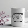 A detailed illustration of a modern telephone with a sleek design.