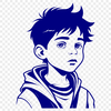 A young boy standing alone, depicted as a simple line drawing.