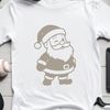 An outline design of Father Christmas in white and black silhouette style.
