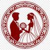 Beautiful Wedding Silhouette A bride and groom standing together in a ceremonial pose, with a simple floral backdrop.