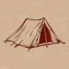 A simple vector illustration of a tent for outdoor camping use.