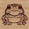 A digital illustration of a wild toad with a brown and green skin pattern.