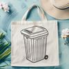 Waste Management Container Icon A metal waste management container with a lid and handle.