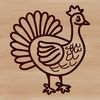 Cartoon Turkey Silhouette Illustrative depiction of a farm-raised turkey with feathers and beak, suitable for vector graphics and design projects.