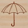 A digital illustration of a colorful umbrella in various rain weather conditions, created as an editable vector graphic.