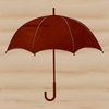 A simple outline illustration of an umbrella in various weather conditions.