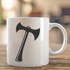 Metal Head with Wooden Grip A graphic illustration of a metal axe head with a wooden handle.