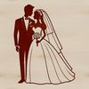 Floral Bride and Groom Vector Art A vector illustration of a bride and groom surrounded by flowers.