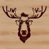 Wildlife Illustration with Spectacles A realistic illustration of a large wild mammal with antlers, wearing glasses.