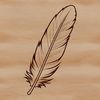 A single white feather with delicate details and rounded edges, ideal for graphic design projects.