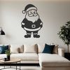 A vector illustration of Father Christmas in a festive holiday outfit.