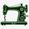A detailed vector illustration of a sewing machine with intricate parts and features.