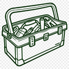 Toolbox Graphics for Vector Designs Illustration of a toolbox with various tools and hardware, suitable for vector art designs.