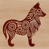 A breed-specific illustration of a standing Shetland sheepdog, ideal for clip art and vector design projects.