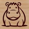 Cute Hippo Safari Scene A simple line drawing illustration of a cute hippo in a safari setting.