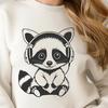 Raccoon in Headphones SVG Illustration A hand-drawn vector illustration of a racoon wearing headphones, suitable for digital cutting machines like Cricut.