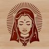 Saintly Lady in Elegant Surrounds A stylized illustration of the Virgin Mary in an ornate religious setting.