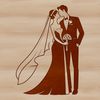 Wedding Arch Vector Art A bride and groom standing together in front of an archway, surrounded by flowers.