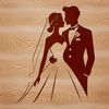 Bride and Groom SVG Illustration A vector illustration of a bride and groom in a wedding setting, suitable for digital design projects.