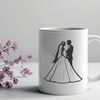 Beautiful Couple on Their Special Day A minimalist illustration of a couple exchanging vows on their wedding day.