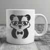 A wild badger wearing glasses in a vector design format.