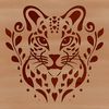 Close-up vector representation of a wild Ocelot's facial features.