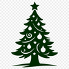 A stylized illustration of a traditional Christmas tree with ornaments and lights in a vector format.