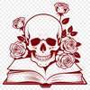 Free Halloween Decorations A decorative Gothic-style skull illustration suitable for Halloween and various crafting projects.