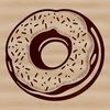 A colorful illustration of a glazed donut, suitable for use in graphic design projects.