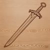 A detailed illustration of a sword with intricate design elements, suitable for vector art and cutting machine applications.