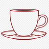 Simple SVG Tea Cup Design A simple illustration of a teacup with a saucer and handle, suitable for various design purposes.