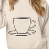 Free Printable Teacup SVG Design A simple illustration of a teacup with a handle and saucer.