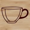 Free Vector Illustration of a Teacup A detailed illustration of a teacup with a handle and rim, suitable for digital crafting and cutting machine designs.