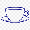 Tea Time SVG Clip Art A stylized illustration of a teacup with a delicate handle and saucer.