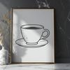 Decorative Teacup Illustration A stylized illustration of a teacup with decorative handle and saucer.