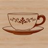 Beautiful SVG Tea Cup Design An illustrated teacup with delicate handle and saucer, suitable for vector art and cutting machine designs.